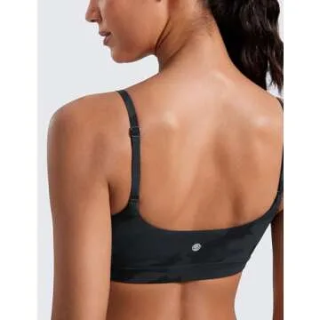 CRZ YOGA Women's Adjustable Strap Yoga Sports Bra - Dark Grey Camo
