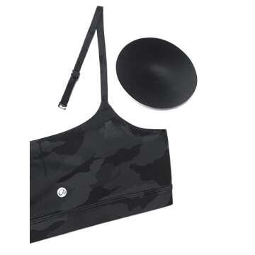 CRZ YOGA Women's Adjustable Strap Yoga Sports Bra - Dark Grey Camo