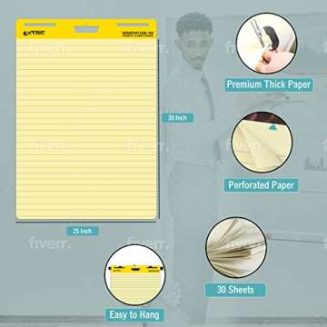 Flip Chart Easel Pad with Lines, 25" x 30" Chart Paper, 2 Pk 30 Ct. Poster Paper, Teaching Supplies, Classroom Essentials, Classroom Must Haves Easel Paper | 4 Ct. Poster Markers, Flip Chart Markers