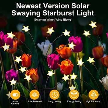 Keevvon Solar Garden Lights - New Upgraded Solar Firefly Swaying Light, Solar Outdoor Lights, High F...