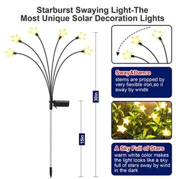 Keevvon Solar Garden Lights - New Upgraded Solar Firefly Swaying Light, Solar Outdoor Lights, High Flexibility Iron Wire Solar Garden Decoratiion Lights for Yard Patio Pathway, Warm White 2 Pack
