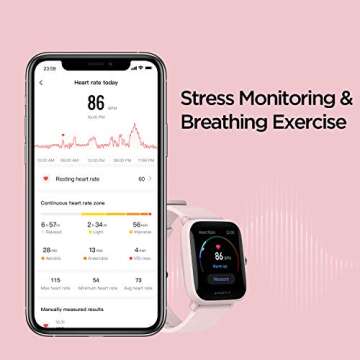 Amazfit Bip U Pro Smart Watch for Women, Alexa Built-In, Health & Fitness Tracker with GPS, 60+ Sport Modes, Blood Oxygen Heart Rate Sleep Monitor, 5 ATM Water Resistant, for iPhone Android(Pink)
