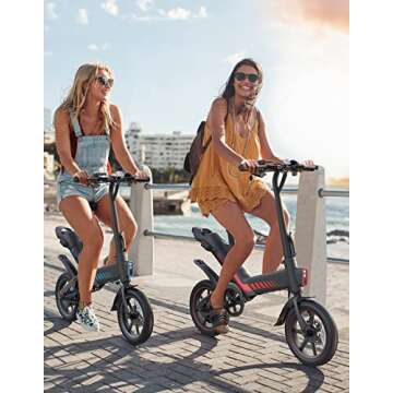 Sailnovo 14'' Folding Electric Bike for Adults, Peak 500W Ebike for Teenagers, 20 MPH Ebike, Up to 50 Miles Foldable Electric Mini Bicycle with 374WH Battery, LCD-Display, Dual Suspension