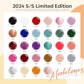 Modelones 32 PCS Gel Nail Polish Set, 28 Colors Gel Polish with No Wipe Base Coat, Glitter & Glossy ...