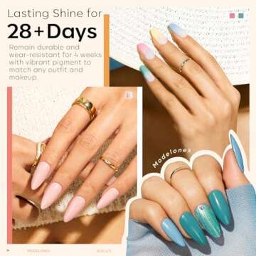 Modelones 32 PCS Gel Nail Polish Set, 28 Colors Gel Polish with No Wipe Base Coat, Glitter & Glossy & Matte Top Coat Pink Red Black Green Glitter Soak Off LED Nail Art Kit Salon at Home