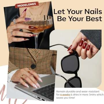 Modelones 32 PCS Gel Nail Polish Set, 28 Colors Gel Polish with No Wipe Base Coat, Glitter & Glossy & Matte Top Coat Pink Red Black Green Glitter Soak Off LED Nail Art Kit Salon at Home