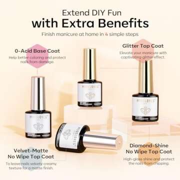 Modelones 32 PCS Gel Nail Polish Set, 28 Colors Gel Polish with No Wipe Base Coat, Glitter & Glossy & Matte Top Coat Pink Red Black Green Glitter Soak Off LED Nail Art Kit Salon at Home