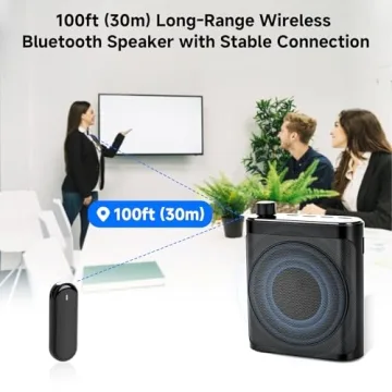 Portable Voice Amplifier with 2 Wireless Mics & Magnetic Lavalier, Perfect for Teachers, Yoga, Prese...