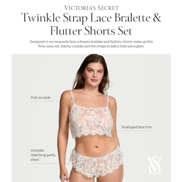 Twinkle Strap Lace Bralette & Shorts Set for Women