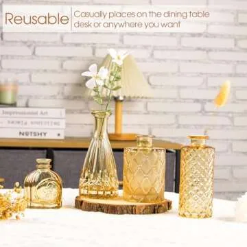 TBWIND Gold Amber Glass Bud Vases Set of 12, Small Vases for Flowers, Champagne Mini Vintage Vases for Centerpieces,Bud Vase in Bulk for Wedding Decor,Single Flowers,Office and Home Table Flower Décor