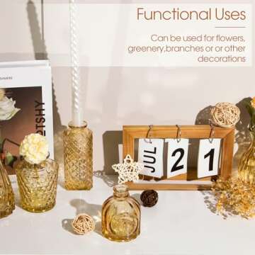 TBWIND Gold Amber Glass Bud Vases Set of 12, Small Vases for Flowers, Champagne Mini Vintage Vases for Centerpieces,Bud Vase in Bulk for Wedding Decor,Single Flowers,Office and Home Table Flower Décor