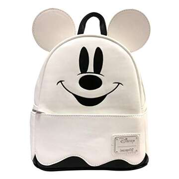 Loungefly Disney Ghost Mickey Mouse BOO! Halloween Womens Mini Backpack Purse