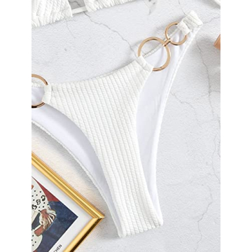 Stylish WDIRARA Women's Ring Halter Bikini Swimsuit