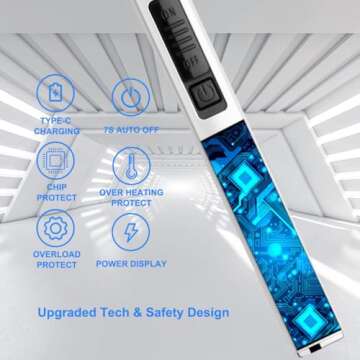 MeeToo Electric Candle Lighter Rechargeable Type-C - Gifts for Wife Men Women Nana, USB Plasma Arc Windproof Lighters for Candle Christmas Camping Kitchen White