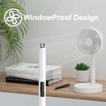 MeeToo Electric Candle Lighter Rechargeable Type-C - Gifts for Wife Men Women Nana, USB Plasma Arc Windproof Lighters for Candle Christmas Camping Kitchen White