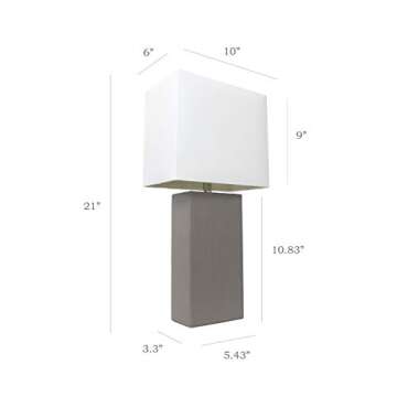 Elegant Designs LC2000-GRY-2PK Modern Leather Table Lamps