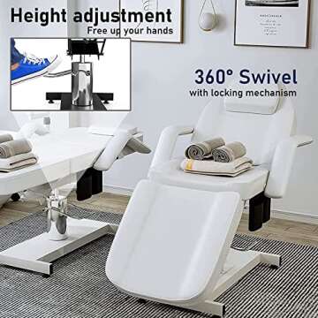 Icoget Tattoo Chair for Client, 360 Swivel Facial Beds for Esthetician, Lash Chair Hydraulic Massage...