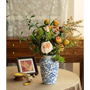 Vintage Blue and White Porcelain Flower Vase for Home Decor