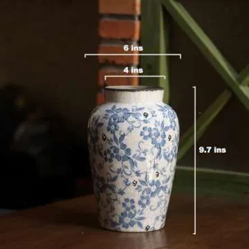 Vintage Blue and White Porcelain Flower Vase for Home Decor