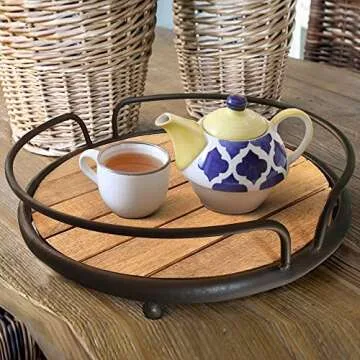 Rustic Round Serving Tray for Chic Home Décor