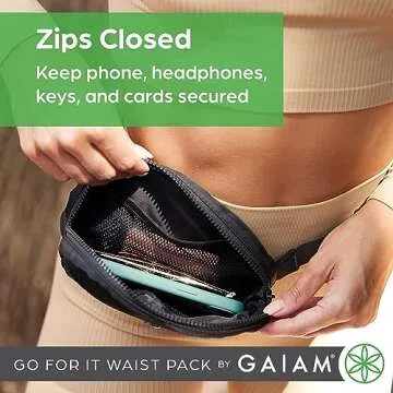 GaiamGo for It Waist Pack, Adjustable Fanny Pack Crossbody Bags for Women & Men - Waterproof Cross Body Bag with Zippered Pockets, Running Belt Bag, Ideal for Vacation & Travel, High Tide
