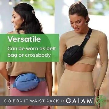 GaiamGo for It Waist Pack, Adjustable Fanny Pack Crossbody Bags for Women & Men - Waterproof Cross Body Bag with Zippered Pockets, Running Belt Bag, Ideal for Vacation & Travel, High Tide