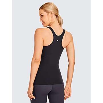 CRZ YOGA Women's Stylish High Neck Workout Tank Top