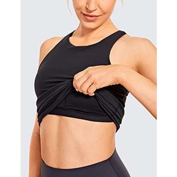 CRZ YOGA Women's Stylish High Neck Workout Tank Top