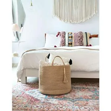 Mkono Woven Storage Basket – Eco-Friendly Boho Decor and Organizer