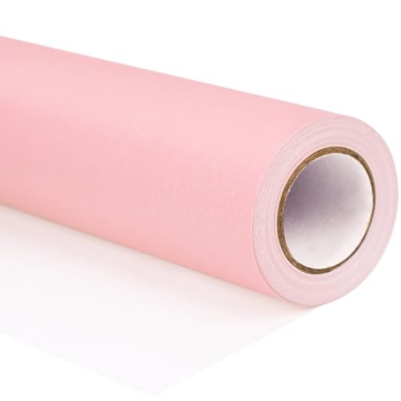 Shindel Pink Wrapping Paper Roll, 17 Inch X 32.8 Feet Kraft Paper for Valentine's Day Gift Wrapping ...