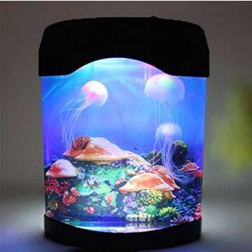 CALOVER Ocean Decor Electric Jellyfish Tank Aquarium Night Light with Color Changing Light Effects Home Decorations for Living Room