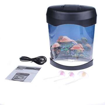 CALOVER Ocean Decor Electric Jellyfish Tank Aquarium Night Light with Color Changing Light Effects Home Decorations for Living Room