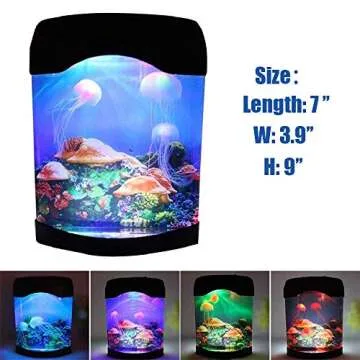 CALOVER Ocean Decor Electric Jellyfish Tank Aquarium Night Light with Color Changing Light Effects Home Decorations for Living Room