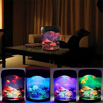 CALOVER Ocean Decor Electric Jellyfish Tank Aquarium Night Light with Color Changing Light Effects Home Decorations for Living Room