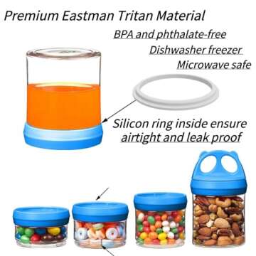 SELEWARE Portable Stackable Food Storage Containers for Snacks Formula Powder and Drinks Twist Lock ...