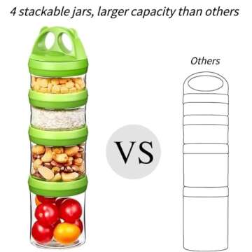 SELEWARE Portable Stackable Food Storage Containers for Snacks Formula Powder and Drinks Twist Lock System Airtight Leak-proof BPA and Phthalate Free Blue and Green