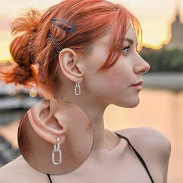 925 Sterling Silver Double Oval Huggie Hoop Earrings for Women, Small Silver Hoop Earrings for Sensi...