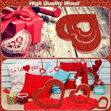 Valentine's Day Heart Wooden Signs Set for Home Decor