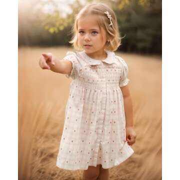 Baby Girls Long Sleeve Smocking Clothing Toddler Fall Floral Smocked Dress Vintage Dresses for Chris...