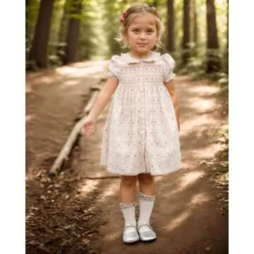 Adorable Baby Girls Long Sleeve Smocked Floral Dress