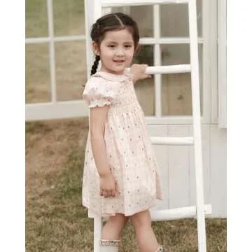 Adorable Baby Girls Long Sleeve Smocked Floral Dress