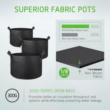 VIVOSUN 5-Pack Plant Grow Bags for Healthy Gardens