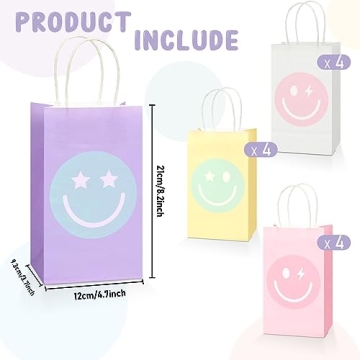 16PCS Smile Face Gift Paper Bags - Perfect Party Favors