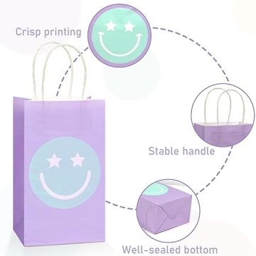 16PCS Smile Face Gift Paper Bags - Perfect Party Favors
