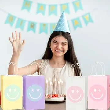 16PCS Smile Face Gift Paper Bags - Perfect Party Favors