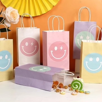 16PCS Smile Face Gift Paper Bags - Perfect Party Favors