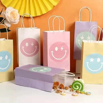 16PCS Smile Face Gift Paper Bags - Perfect Party Favors