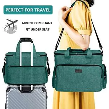 BAGLHER Dog Travel Bag, Airline Approved Pet Tote Organizer with Multi-Function Pockets, 2 X Food Storage Containers and 2 X Collapsible Dog Bowls, Perfect Weekend Pet Travel Set for Dog, Cat Green