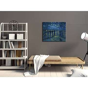 Wieco Art Starry Night Over the Rhone by Van Gogh Classic Oil Paintings Reproduction Modern Seascape Giclee Canvas Prints Artwork on Canvas Wall Art Ready to Hang for Living Room Home Decorations
