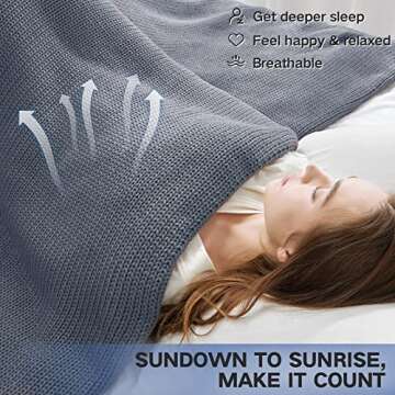 Guohaoi Knitted Weighted Blanket(Light Grey 50"x75" 15lbs),Home Décor Cooling Throw Blanket for Hot Sleepers,Hand Made Chunky Knit Heavy Blanket for Adults Use on Full Size Bed